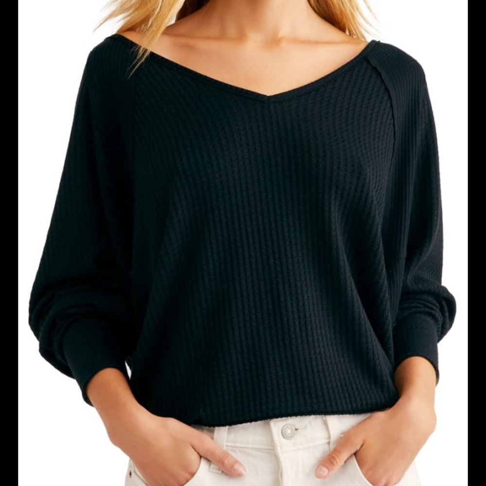 COPY - Free people black waffle long sleeve top
